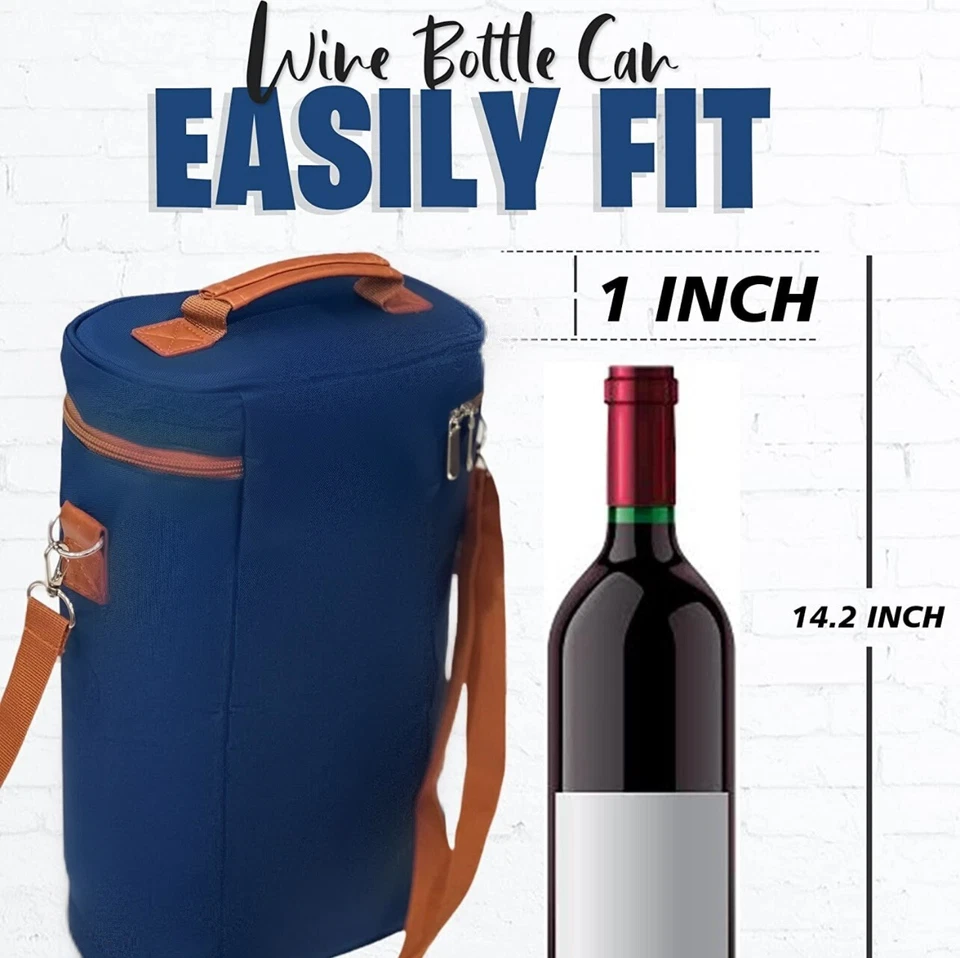 Bolsa de transporte aislada para refrigerador de 2 botellas con bolsa de transporte para viaje picnic Foto 4 de 4