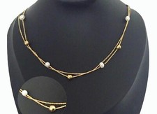 Collier-bijoux femme Plaqué Or double rang perle de culture ou simple fantaisie