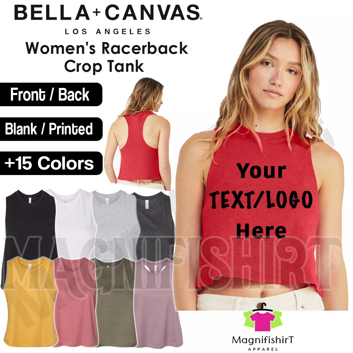 Custom BELLA +CANVAS Racerback Crop Top Womens Tank 6682 Personalized Bulk  Plain