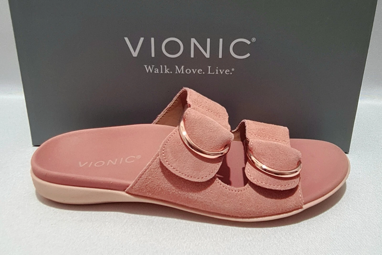 Vionic Corlee Terracotta Suede Sandals UK 7 New Wide Fit Orthotics EU 41