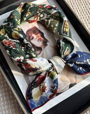 Fazzoletto da collo 70% cashmere 30% seta 26'' stampa neve bandana scialle sciarpa avvolgente nuovo