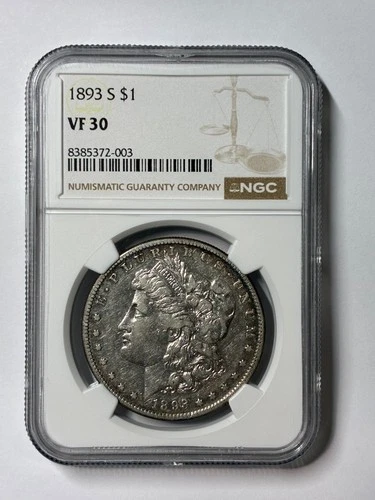 1893 S Morgan Silver Dollar NGC VF30 Key Date Coin San Francisco Great Eye Apeal