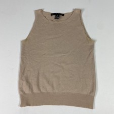 Ralph Lauren Sweater Vest Womens Small Beige Silk Cashmere Sleeveless Knit