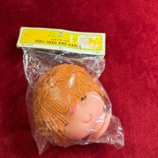 Vintage Fibre-Craft Doll Head and Hands Set 4.5 Inch Orange Hair No. 7572
