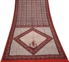 Sushila Vintage Indian Saree 100 Pure Silk Printed Floral Soft Craft Fabric