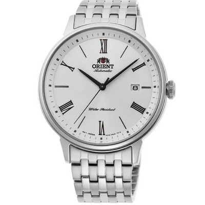 Orient moderne automatische silbernes Zifferblatt Stahlband Herrenuhr RA-AC0J04S10B