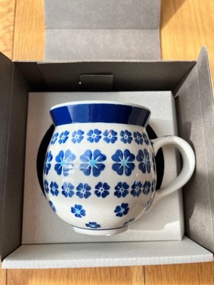 Ceramika Artystyczna Blue Flower Mug Ceramic Tea Coffee Cup New