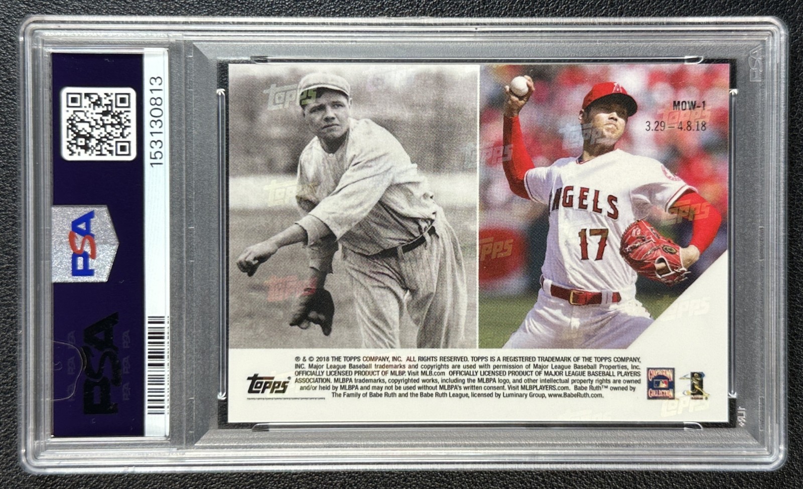 BABE RUTH SHOHEI OHTANI PSA 9 2018 TOPPS NOW MOMENT OF THE WEEK #MOW-1 ROOKIE 13 view 2