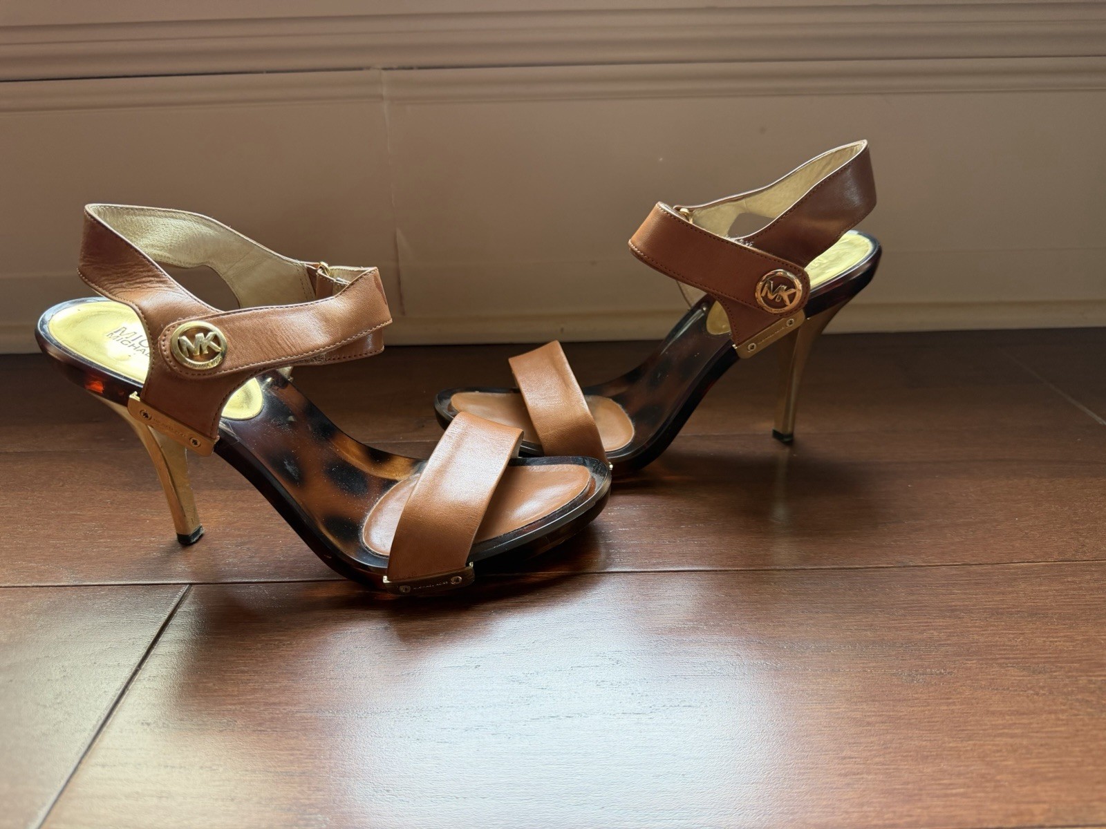 Michael Kors Cognac Leather Heels, Size 9.5
