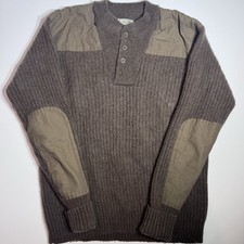 L.L. Bean Merino Wool Commando Sweater Men  s XL Brown Lamb  s Wool Elbow Patch