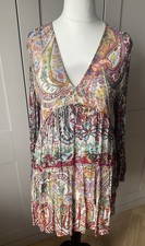 Zara Tiered Mini Dress With Gold Thread Size M
