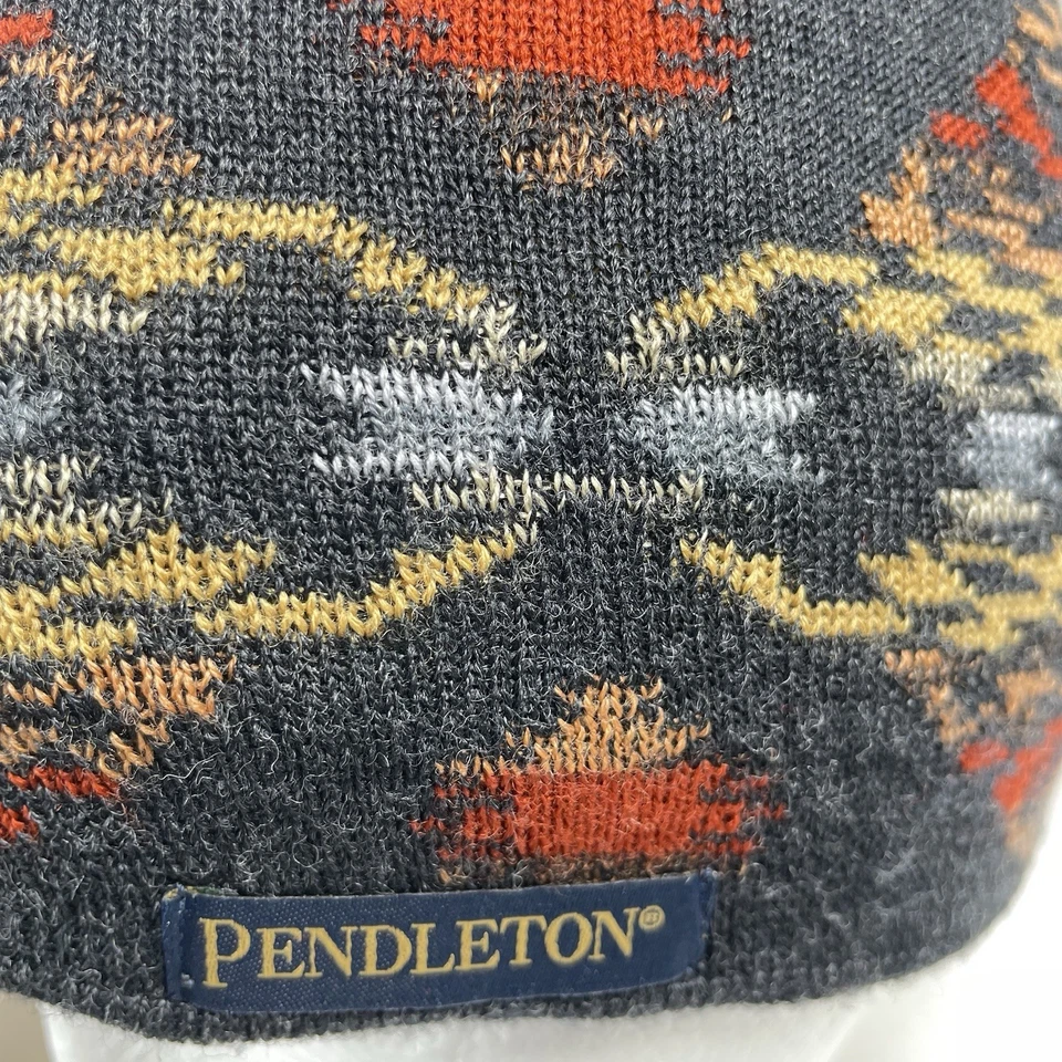 Pendleton Gorro Tejido OS Estampado Clásico Suroeste Azteca Negro Lana Merino Foto 2 de 4