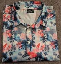 Sunday Swagger Aloha Floral Hawaiian Colorful Print Golf Polo Men's Large