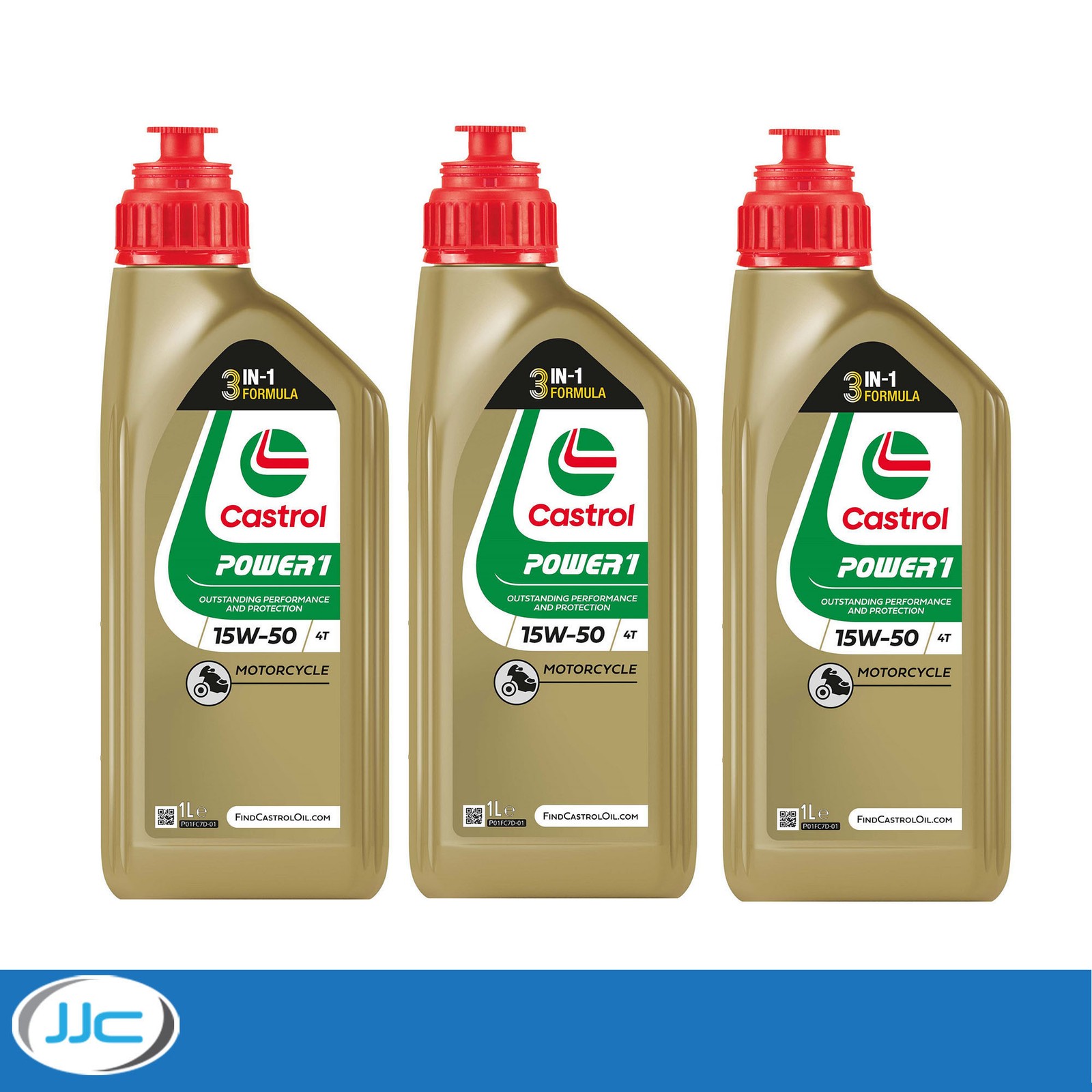3 x 1 Litre - Castrol Power 1 4T 15W50 Semi Synthetic Motorbike Engine Oil