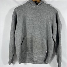 Vintage 80s Russell Athletic Blank Hoodie Sweatshirt L Large Gray Grey USA Made