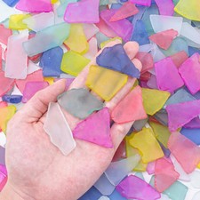 Flat Beach Sea Glass Mixed Colors for Crafts Bulk 15 Oz, Tumbled Seaglass Pie...