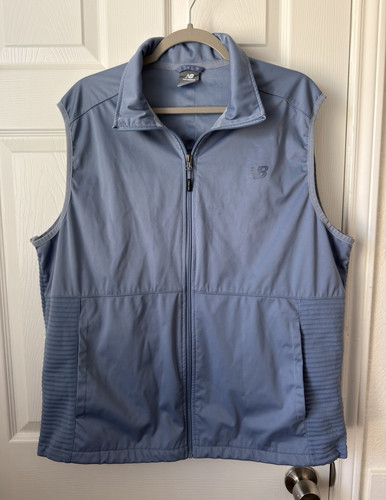 New Balance Men’s Running Vest Size L Blue Full Zip Reflective Lightweight