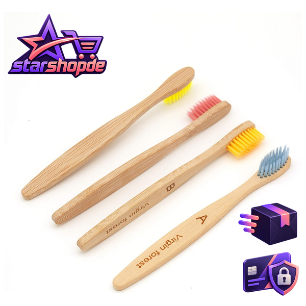 Bambus ZahnbüRste Kinder Umweltfreundlich Biologisch Abbaubar 4Er-Pack Holz-image