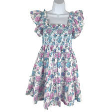 Love Shack Fancy Nadja Smocked Floral Mini Dress Small Ruffle Cotton DR-1821