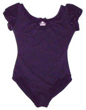 Capezio Disney Princess Leotard Bodysuit Short Sleeve Tiara Crown New Girl M 7 8