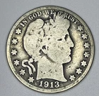 1913-S Barber Half Dollar Liberty Head 90% Silver USA  50C 50 Cents