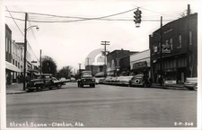 Street Scene Clanton Alabama AL Cline RPPC Photo Postcard COPY