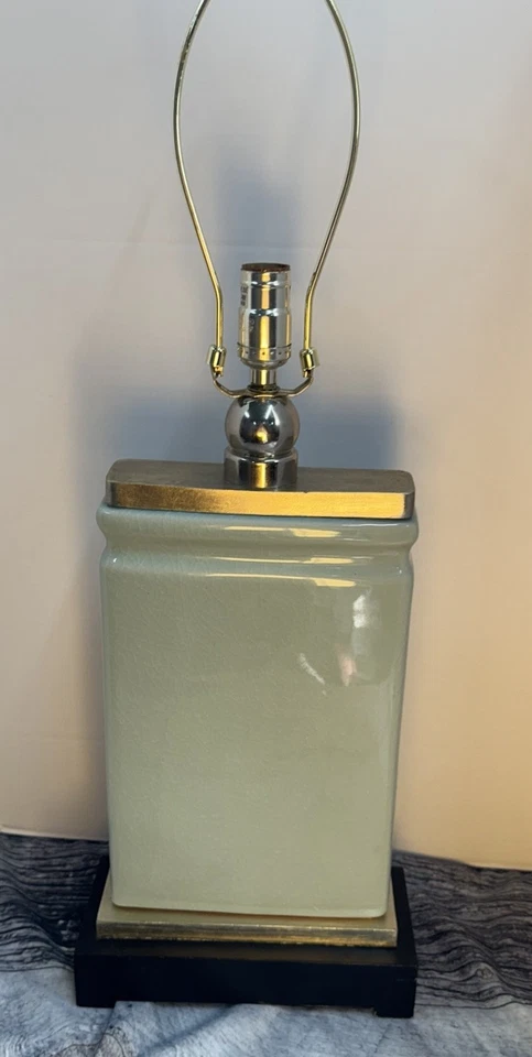 Modern Gray/Blue Table Lamp Crackle Ceramic Glaze Antique Base- no shade - Image 4 of 4