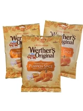 3 x 2.22 oz Bags Werther's Original Harvest PUMPKIN SPICE Soft Caramels Candy