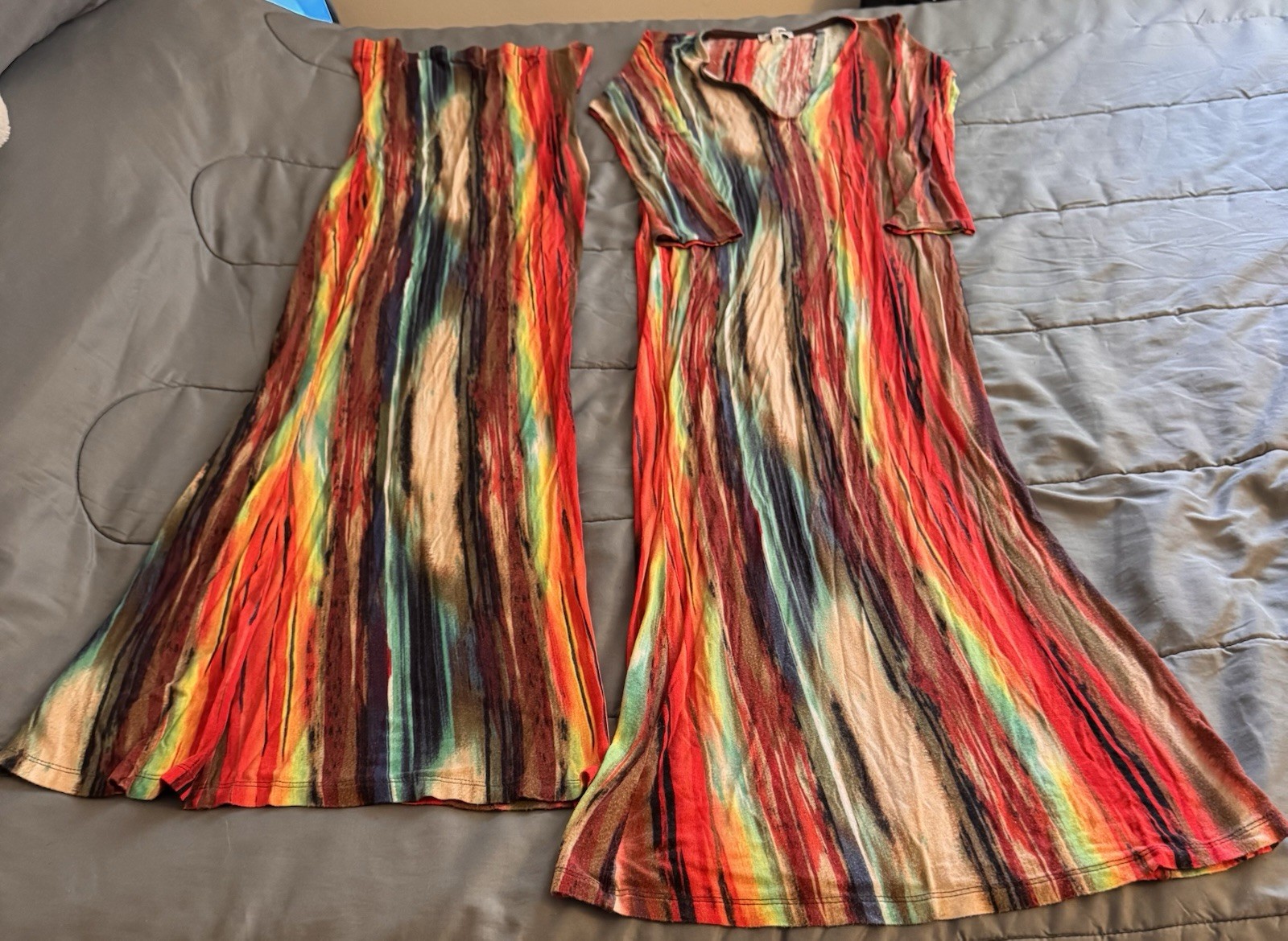 Fashion Nova Multicolor Striped Short Sleeve V-Neck Long Maxi Dress Size S