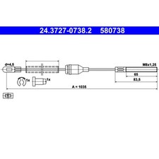 Seilzug Feststellbremse ATE 24.3727-0738.2 für Opel Corsa A TR