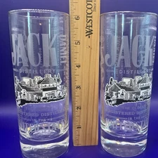 Two Clasic Jack Daniels Distillery tall glasses Lynchburg TN