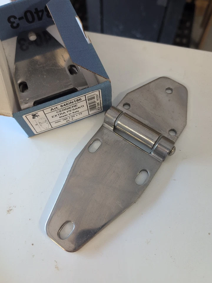 x2 Cerniere Extra Pesanti Acciaio Inox mm 186x65x72 Made In Italy - Immagine 2 di 4