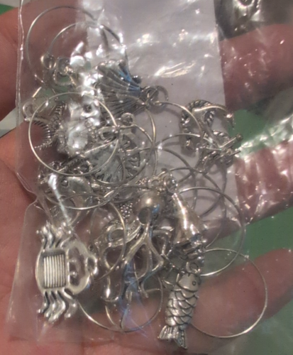 60 Pcs Acrylic Drink Tags / Markers & 25+ Silver color Wine Glass Charms Lot - Picture 4 of 4