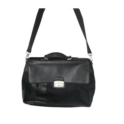 Gianni Conti Unisex Bag Black Leather Messenger Bag Business Laptop Crossbody   