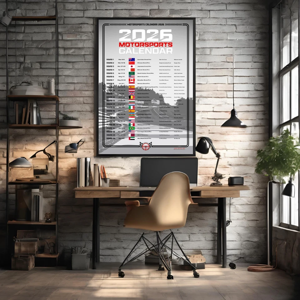 2026 Motorsports Calendar Poster Full F1 Race Schedule Formula Racing Best Gift - Image 2 of 4