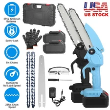 Electric Cordless 8 inch Mini Chainsaw Handheld Chain Saw Cutter with Batteries