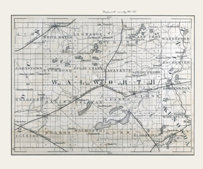 #ad 1880 Map of Walworth County Wisconsin Geneva Lake $59.40