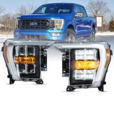 VLAND Full LED Reflector Headlights Dual Beam For 2021 2022 2023 Ford F150 F-150
