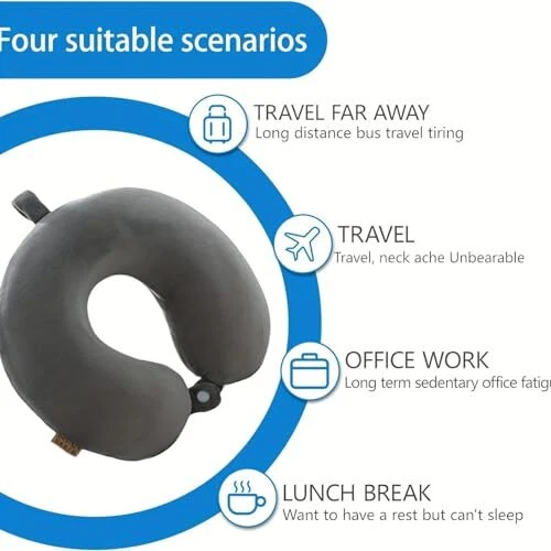 Travel Pillow Memory Foam Neck Pillow Support Pillow,Luxury Compact & Grey