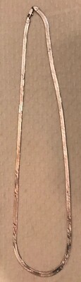 Vintage FMC Italy 925 Sterling Silver Herringbone Flat 3/16  X 29  Necklace