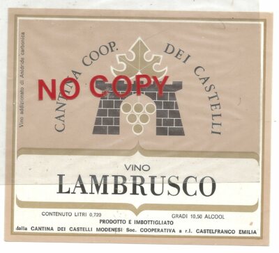 Castelfranco Emilia, Cantina Coop. dei Castelli Modenesi. Lambrusco wine.