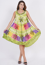 Women's Scoop Neck Beach Theme Tie Dye Printed Midi Dress WHOLESALE LOT OF 10 PC
