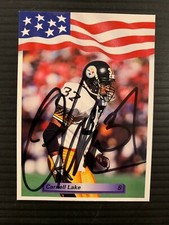 1992 AW SPORTS CARNELL LAKE PITTSBURGH STEELERS SIGNED FOOTBALL CARD NM