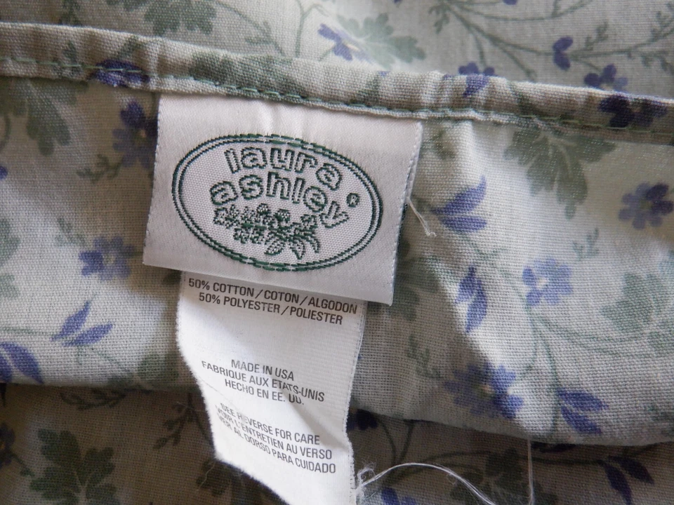 Laura Ashley "Josephine" Ruffled Green Blue Pillow Shams (2) ~ VGUC - Image 4 of 4