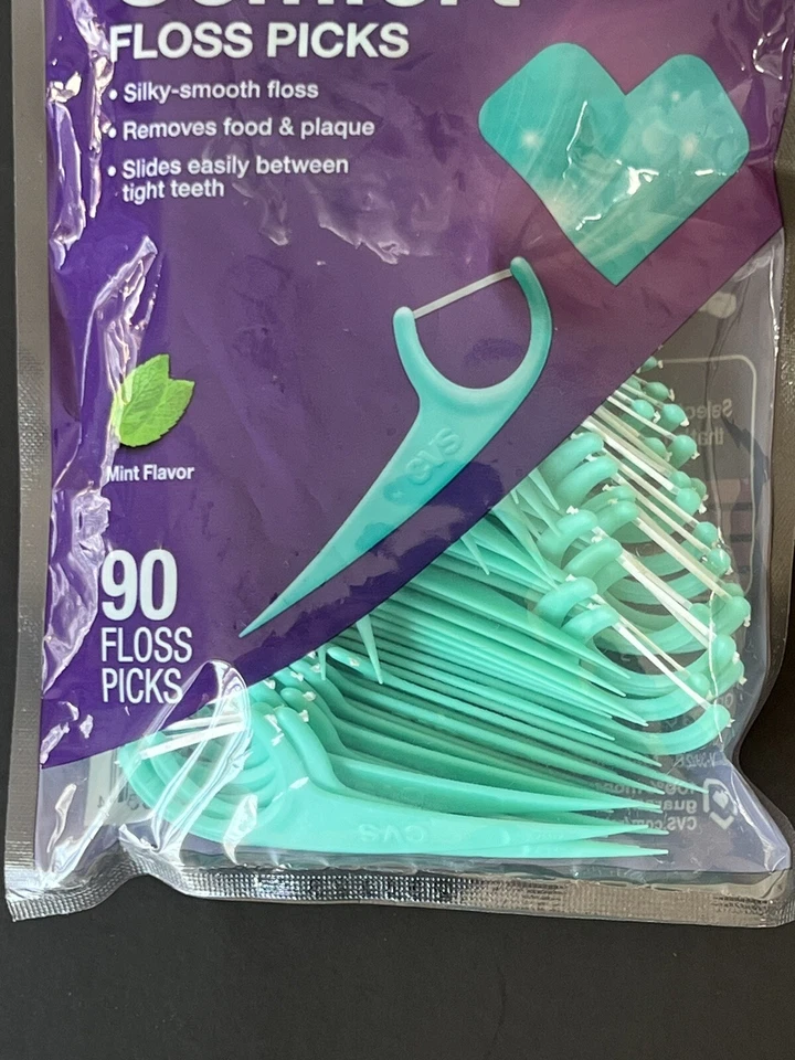 Palhetas de fio dental CVS Health Comfort com flúor. 90 palhetas. Novo - Imagem 3 de 4