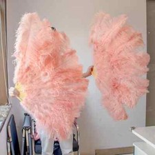 13 Bone Ostrich Feather Fan Dance Performance Props Feathers Crafts Handheld Fan