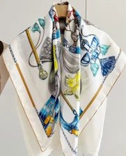 100% Silk 14 Momme Twill Scarf 90X90CM Women's steed Printed Scarf NEW