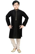 Boys Black & White Jacquard  Kurta Pyjama Shalwar Kameez Wedding Outfit 974