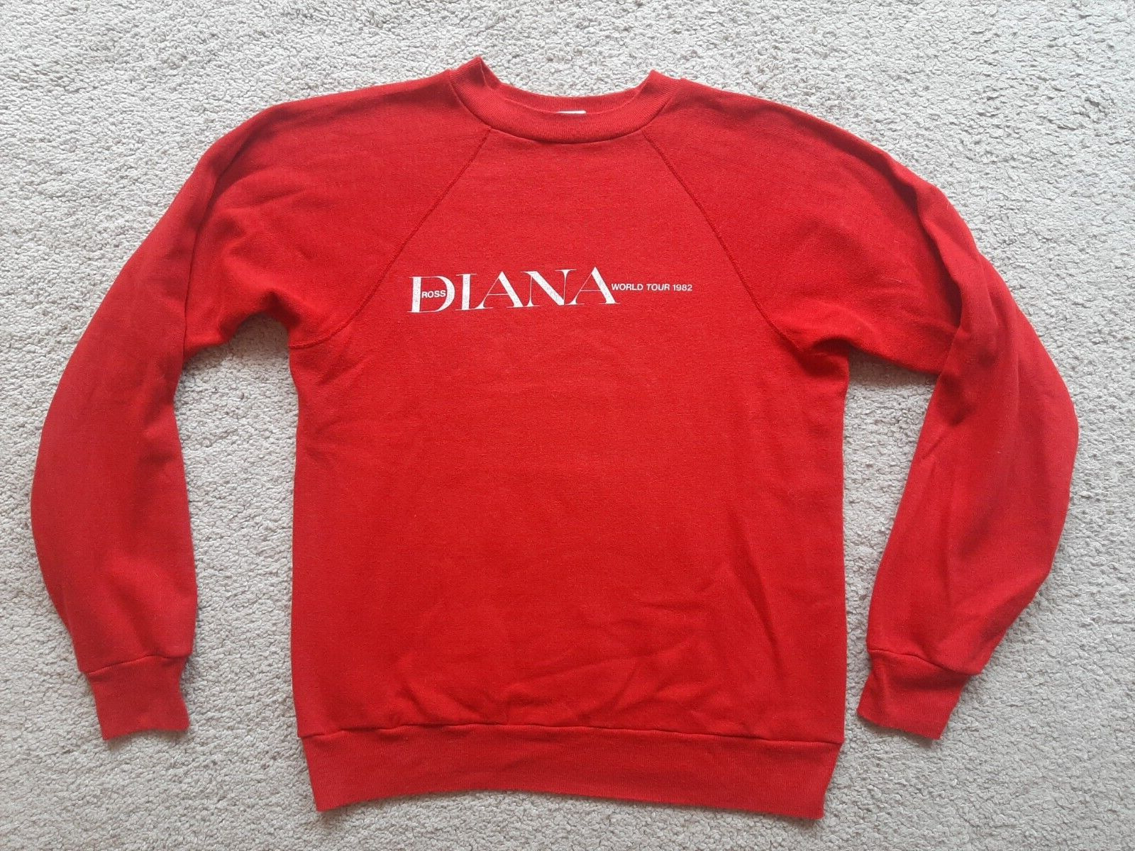 DIANA ROSS Vintage 1983 World Tour Sweatshirt Red S LP Soul R&B Supremes Shirt