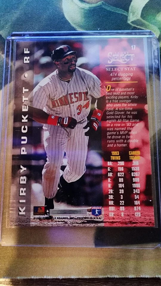 1994 Score Select Samples Kirby Puckett #17 HOF - Image 2 of 2
